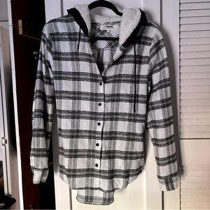 Ci Sono plaid hooded flannel fleece lined hoodie